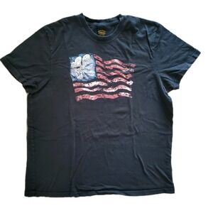 Lucky Brand Men's XL Black T-Shirt American Flag Graphic USA Classic Fit Cotton